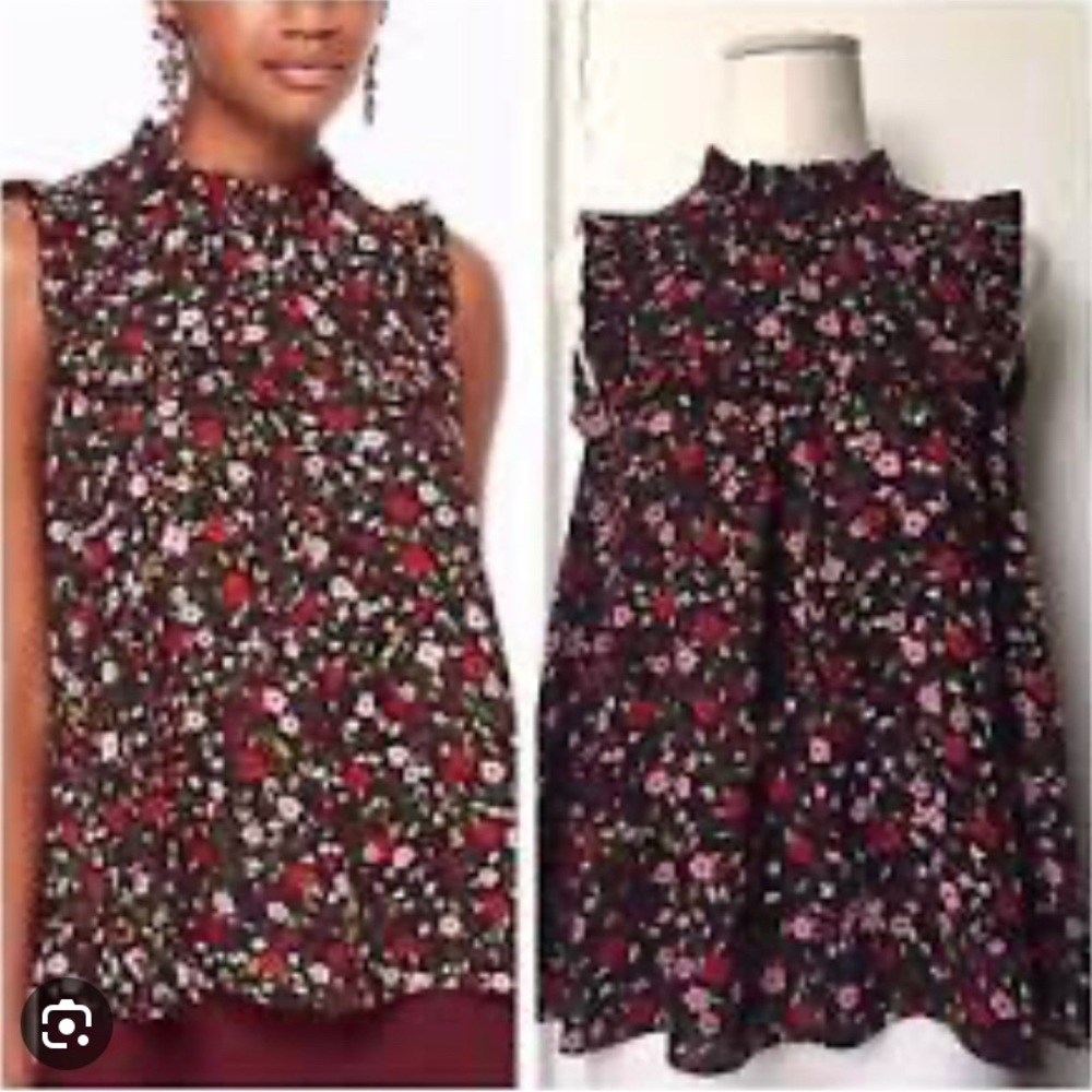 KATE SPADE Boho Floral Ruffle Yoke Ma Cherie Top